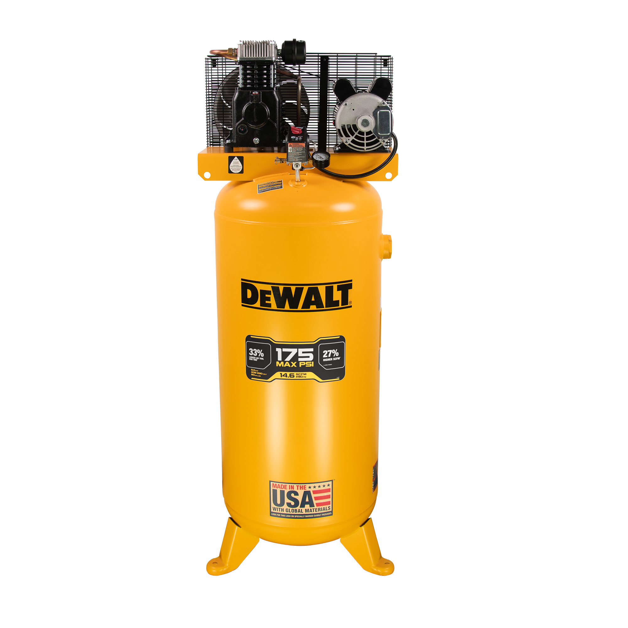 DEWALT Vertical Stationary Electric Air Compressor, 60 Gallon, 175 PSI, 1-Stage, Model# DXCM603